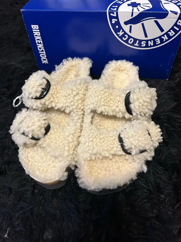 PAPILLIO by Birkenstock Arizona fir shearling sandals slippers shoes women’s eur 39 new - Image 2