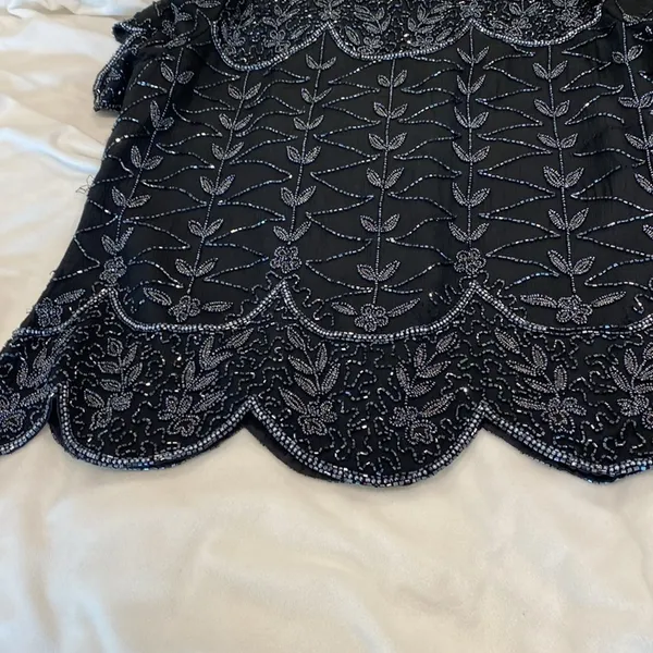 Cote d’ Azur Vintage 1980s Beaded Black Sequin Short Sleeve Blouse XL Classic - Image 13