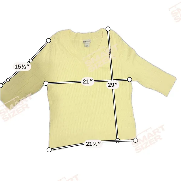 VTG Faded Glory Cotton Blend Cable Knit Sweater Buttery Yellow Plus 3X 22W/24W - Image 5