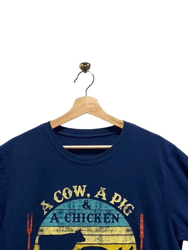 Boutique Barbecue Funny Graphic Tee Shirt Blue Size XL Casual Relaxation Cute - Image 3