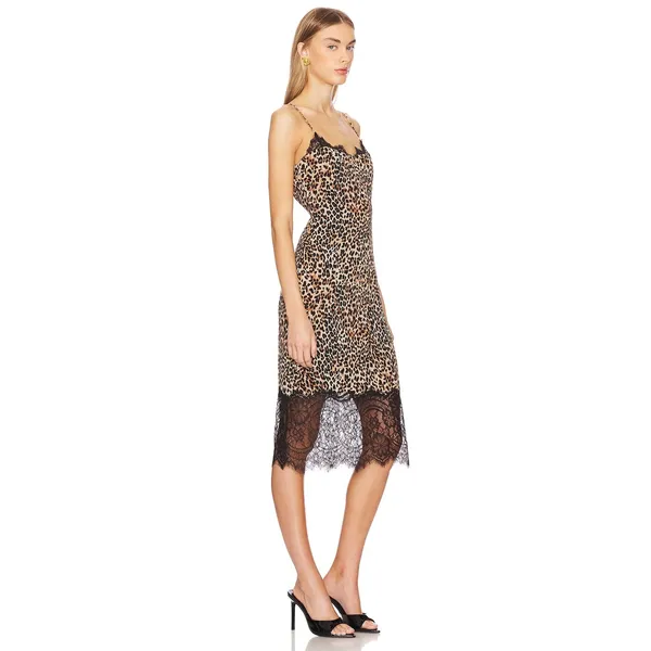 Revolve Loba Jacinta Slip Midi Dress Size Medium Leopard Lace Cocktail Wedding - Image 9