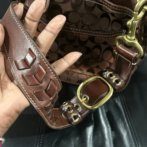 Coach Brown Leather and Canvas Shoulder Bag - Image 12