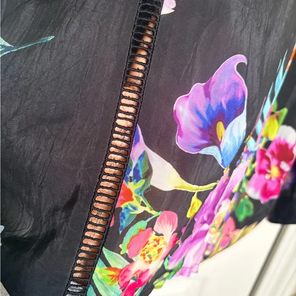 Johnny Was Floral Cupra Rayon Button Down Blouse Top - Size Medium - Image 2