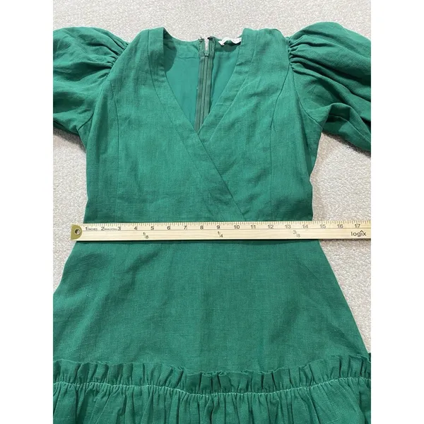 Karlie Emerald V-Neck Ruffle Mini Dress Size S 90% Ramie 10% Cotton 100% Rayón - Image 16