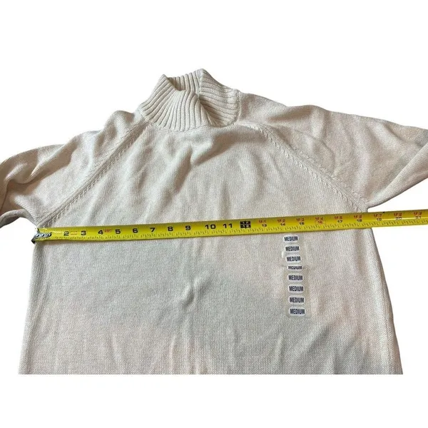 Jeanne Pierre Cream Light Beige Mock Neck Pullover Knit Sweater M NWT - Image 11