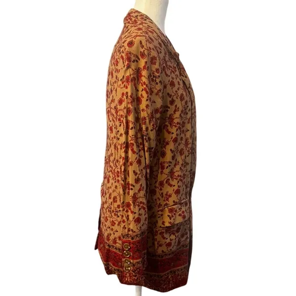Free People Bellflower Double Breasted Blazer in Tobacco Combo, Size S Boho - Image 4