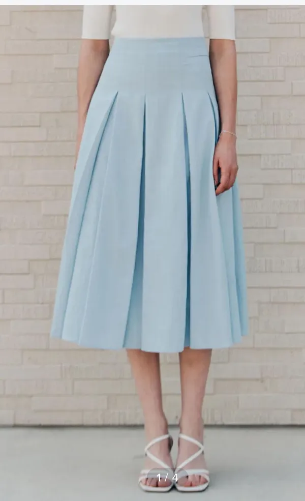 Korean Fashion: Zero Street Lynn Pleats Long Skirt Blue Size M - Image 7