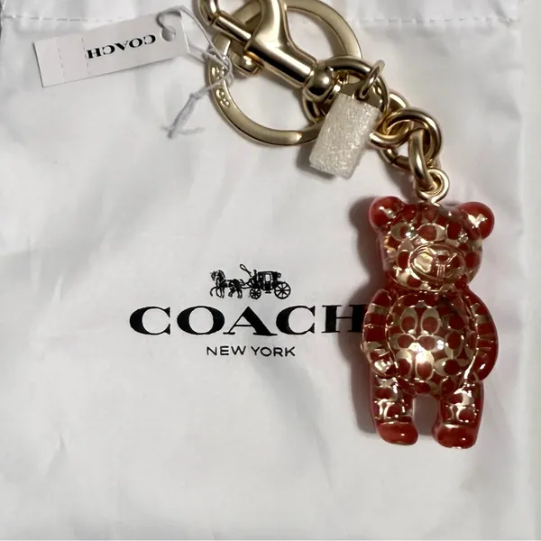 Coach Resin Gummy Bear Bag Charm Gold/Wine CK062 Keychain - Image 11