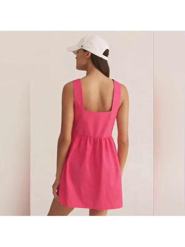 Daily Practice Hot Pink Babydoll Mini Dress Sleeveless Summer - Image 2