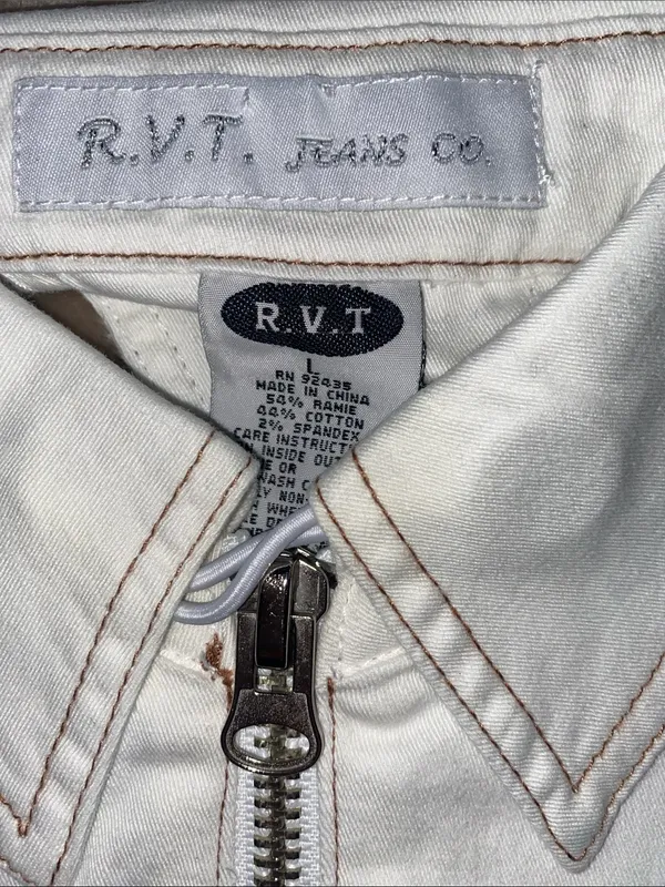 Vintage Y2K R.V.T. White Zip-Front Halter Denim Vest - Image 2