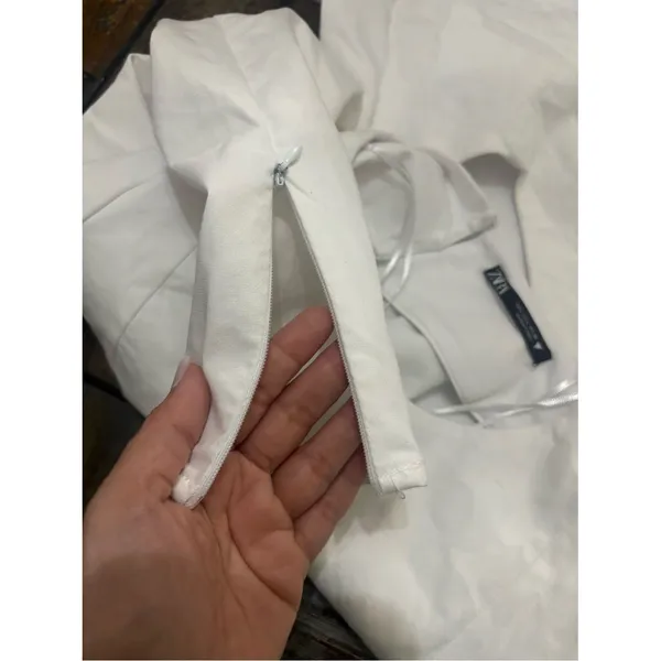 Zara Asymmetric one Sleeve Backless White Structure Bodysuit Large Minimalist - Image 11