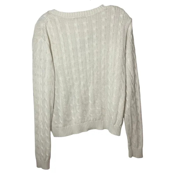 Brandy Melville Cream Cable Knit V-Neck Sweater Soft Cozy Classic Knitwear Baisc - Image 6