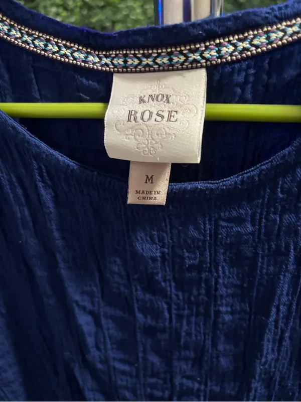 Knox Rose Women's Navy Blue Crinkle Short-Sleeve Tiered Dress - Image 2