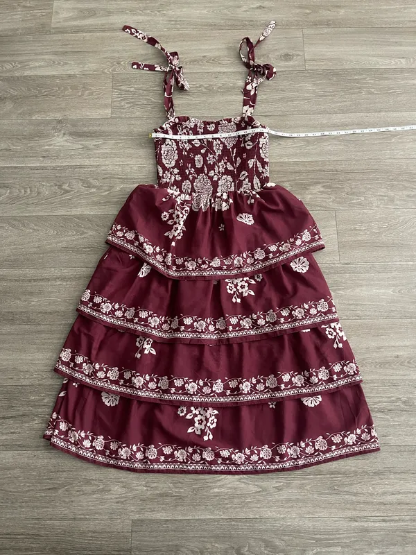 Francesca’s Alice Floral Smocked Tiered Midi Dress - Medium - Image 4