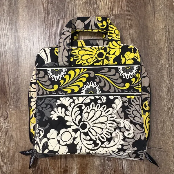 Vera Bradley Tech Organizer Baroque Black Yellow Floral Zip Mesh Pockets - Image 2