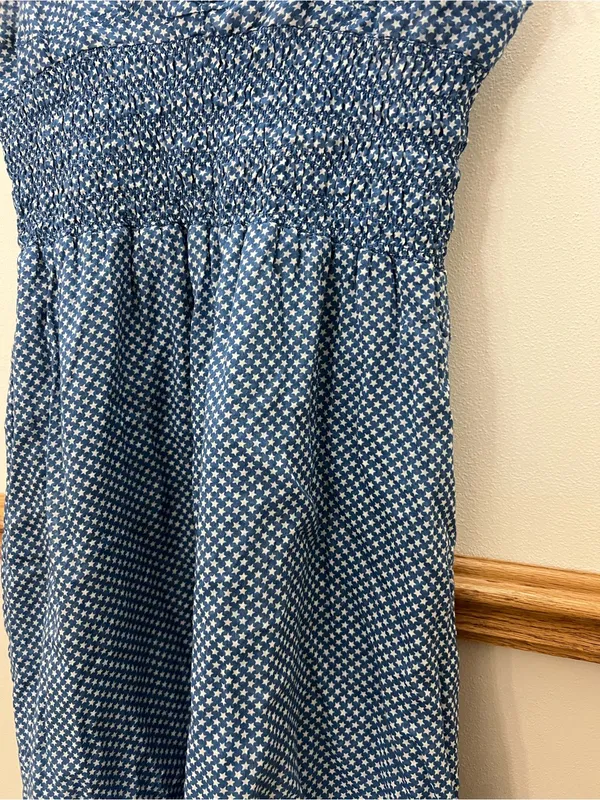 EUC Polo Ralph Lauren Midi Dress Blue Stars Tie Shoulder size 10 - Image 3