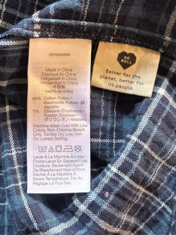 ☀️NWT Madewell Swenson Popover Shirt Morehead Plaid Deep Indigo Sz Large🧡 - Image 11