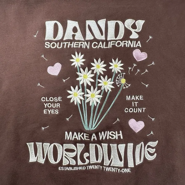 Women's Dandy Worldwide Make A Wish Oversized Lux Hoodie Large Chocolate Brown - Image 7