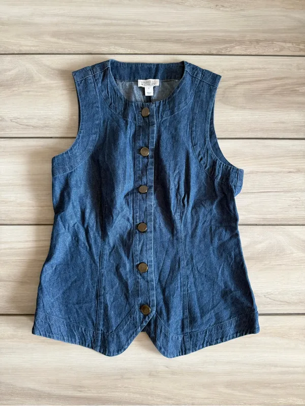 Market & Spruce Yaz Denim Vest Blue Size 0 NWT STITCH FIX - Image 4