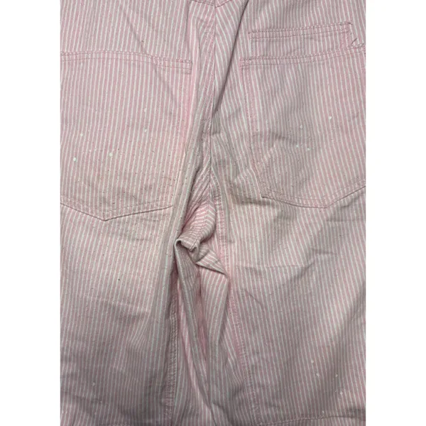 Unbranded Hickory Stripe Pants Women 31 Pink Good Patchwork Utility Splatter - Image 9