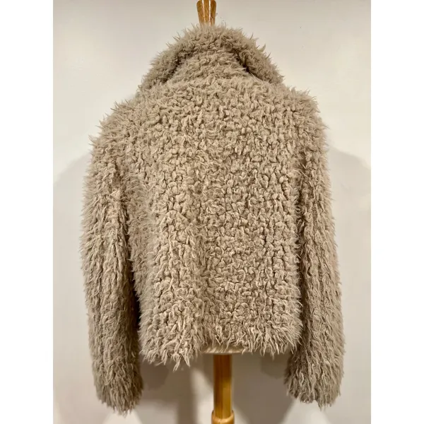 Zara Shaggy Faux Fur Jacket 70s Boho Penny Lane Style Beige M - Image 6