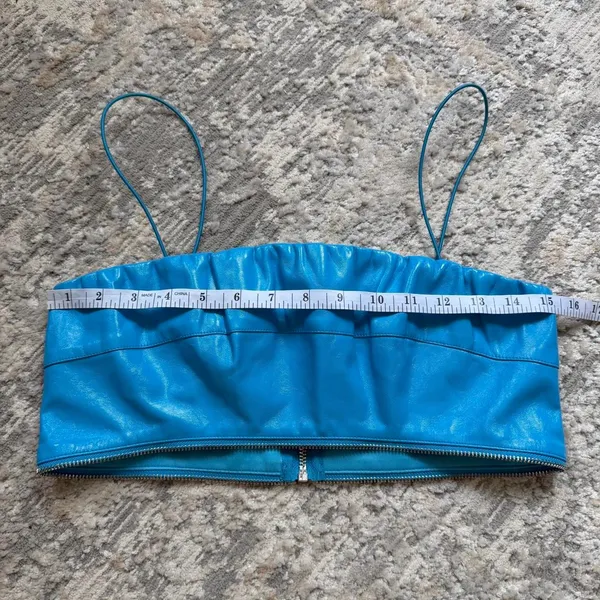 I.AM.GIA Isla blue vinyl top with zipper detailing size medium - Image 6