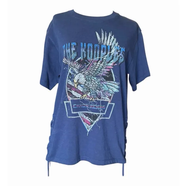 The Kooples NWT Eagle Graphic Lace Up T-Shirt Navy Size 0 Rocker Edgy - Image 12