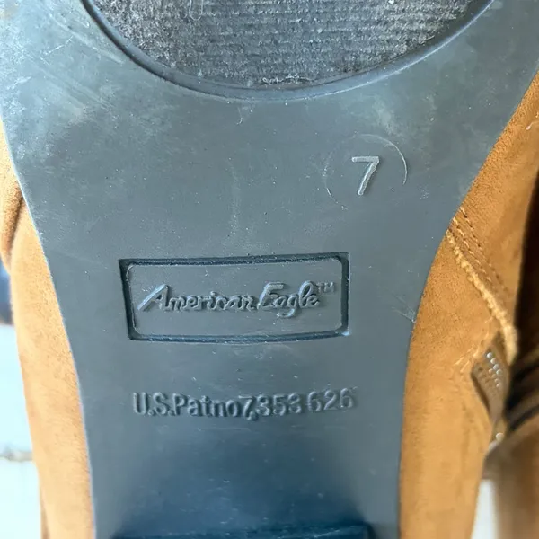 American Eagle Womens Cognac Faux Suede Buckle Ankle‎ Booties Block Heel Size 7 - Image 9