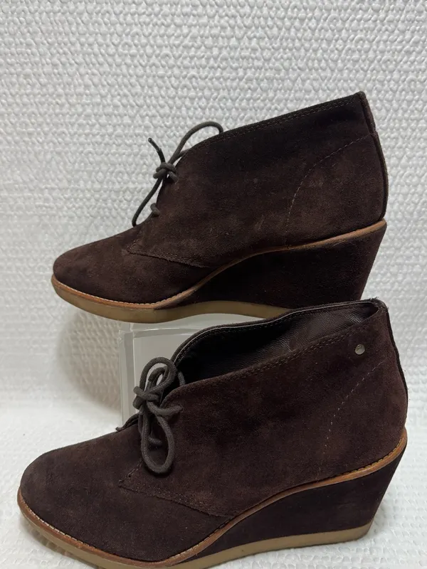 Coach Women's Suede Lace-Up Wedge Ankle Boots - Dark Brown - Image 2