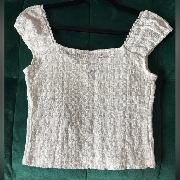 White Urban Outfitters Smocked Women's Crop Top - Image 2