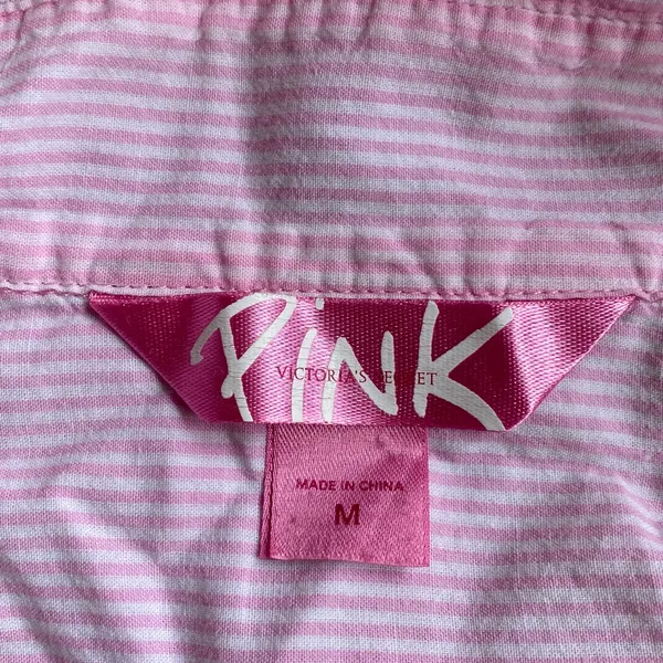 PINK Victorias Secret 2004 Striped Button Down Oversized Sleep Shirt Nightgown - Image 4