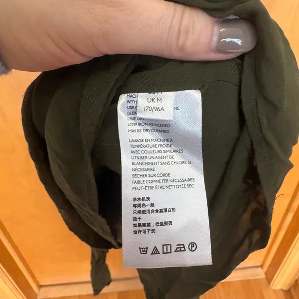 Anthropologie Mini Dress Women Size M Green Linen Blend Puff Sleeve Button Front - Image 7
