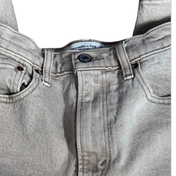 Abercrombie 90s Straight Ultra High Rise Curve‎ Love Jeans Light Beige 24 Waist - Image 4