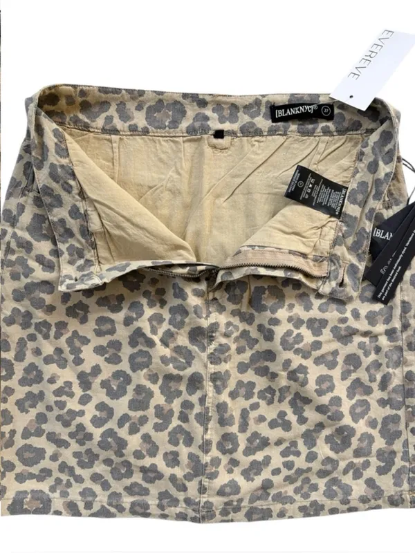 NWT Blank NYC Linen Blend Skirt Leopard Size 27 Retail $98.00 - Image 4