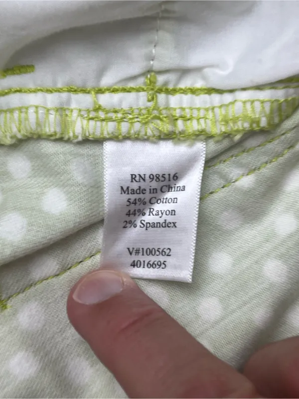 Coldwater Creek Women's Green White Polka Dot Cotton Blend Skinny Pants Size 4 - Image 9