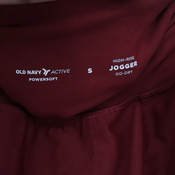 Old Navy Active Powersoft High Rise Joggers Burgundy Go-Dry Pants Small - Image 3