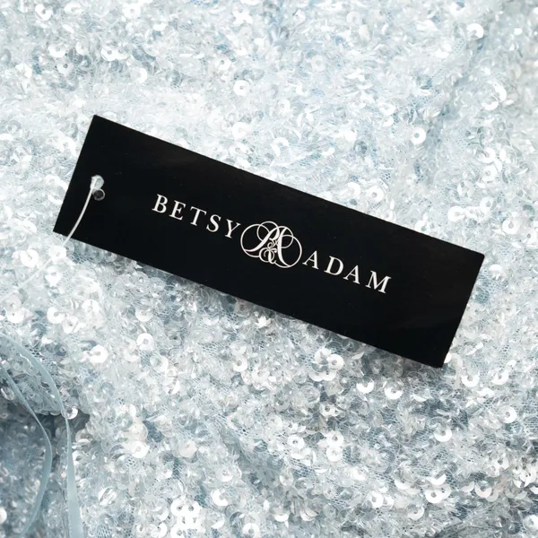 Betsy &‎ Adam - Ice Blue Sequined Floor Length Gown - Image 8