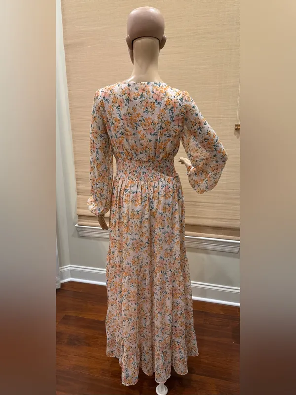 Patrons of Peace Floral Maxi Dress in Pink and Orange - Image 4