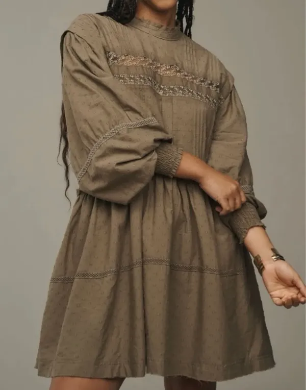 Anthropologie Pilcro Mock-Neck Swing Mini Dress, Size L - Image 2
