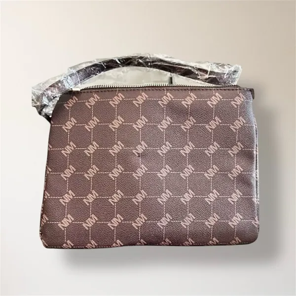 New Nicole Miller‎ New York Brown Monogram Crossbody Bag Coin Purse Minimal Luxe - Image 5