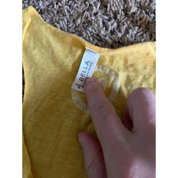 Bella Women's Vintage Yellow "Boom Shaka‎ Laka" CLE Basketball Tank Top size XL - Image 3