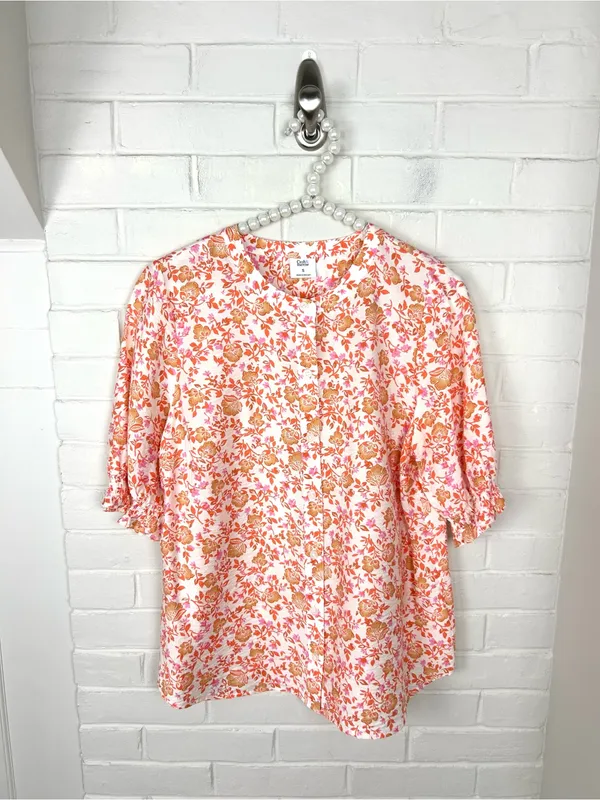 Croft & Barrow Floral Print Button Front Top Size S - Image 2