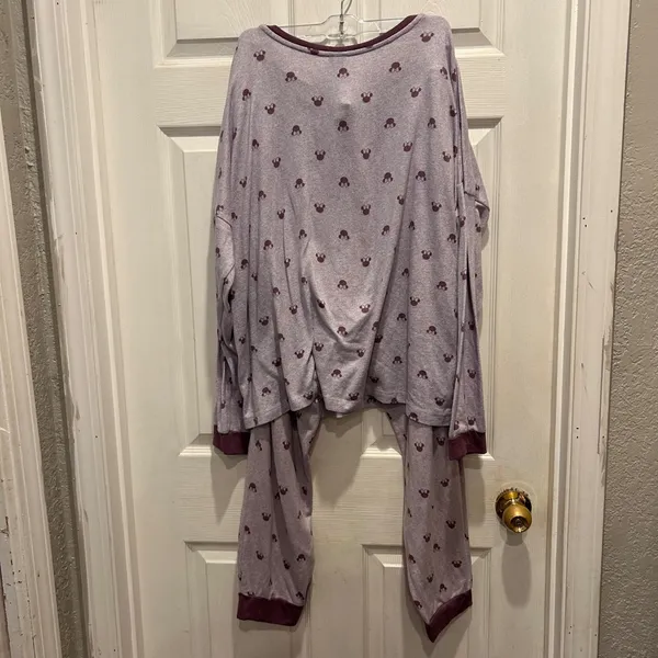 Disney Minnie Mouse‎ Pajama Set Womens XL Purple Long Sleeve Joggers Loungewear - Image 6