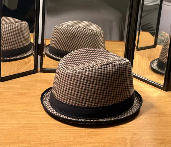 Classic Men’s Checkered Top Hat Brown - Image 3