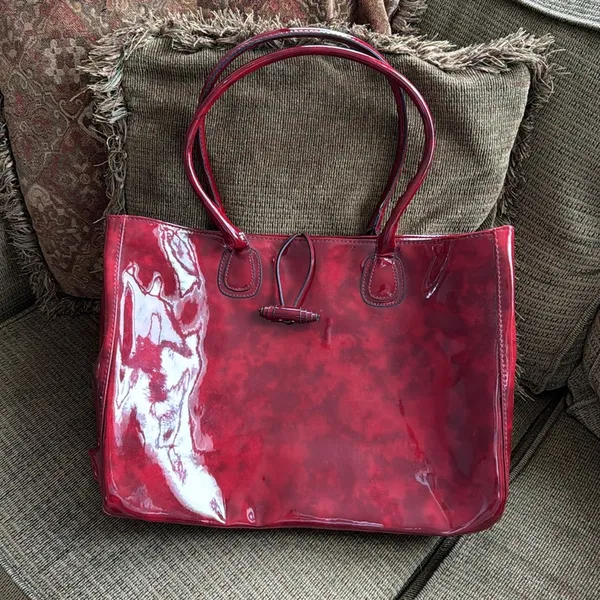 New tote bag, heavy shiny vinyl Red - Image 7
