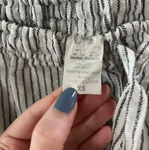 Extra Small White Pinstripe Linen Pants Size XS - Image 3
