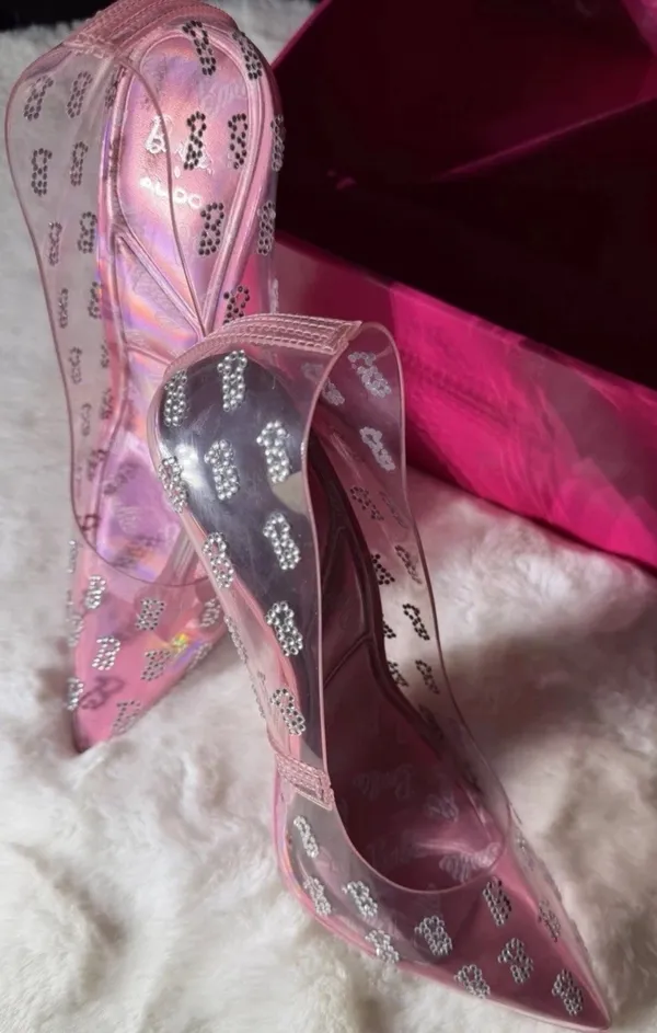 Barbie Aldo Pink Heels, Size 6.5, Transparent Rhinestone - Image 5