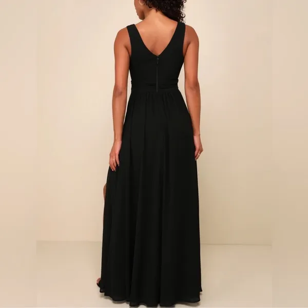 Lulus Thoughts of Hue NWT size Large Black Surplice Maxi Dress Formal Bridesmaid - Image 2