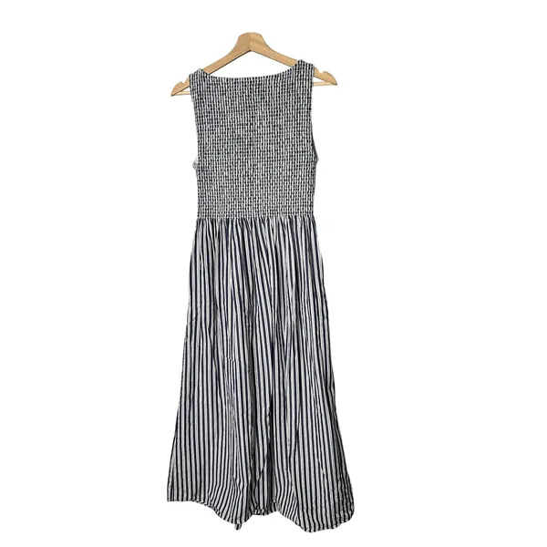 Hill House Home The Larissa Nap Dress Navy Blue White Striped Smocked Midi - Image 4