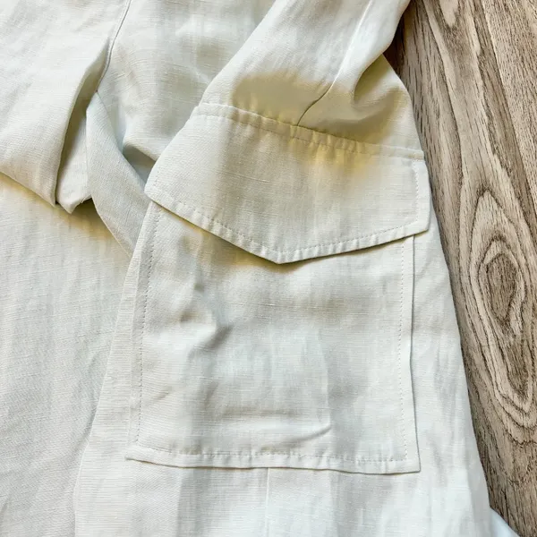 Aritzia Wilfred Kafka Linen High Rise Cargo Coastal Pants in Sand Cream Size 0 - Image 6